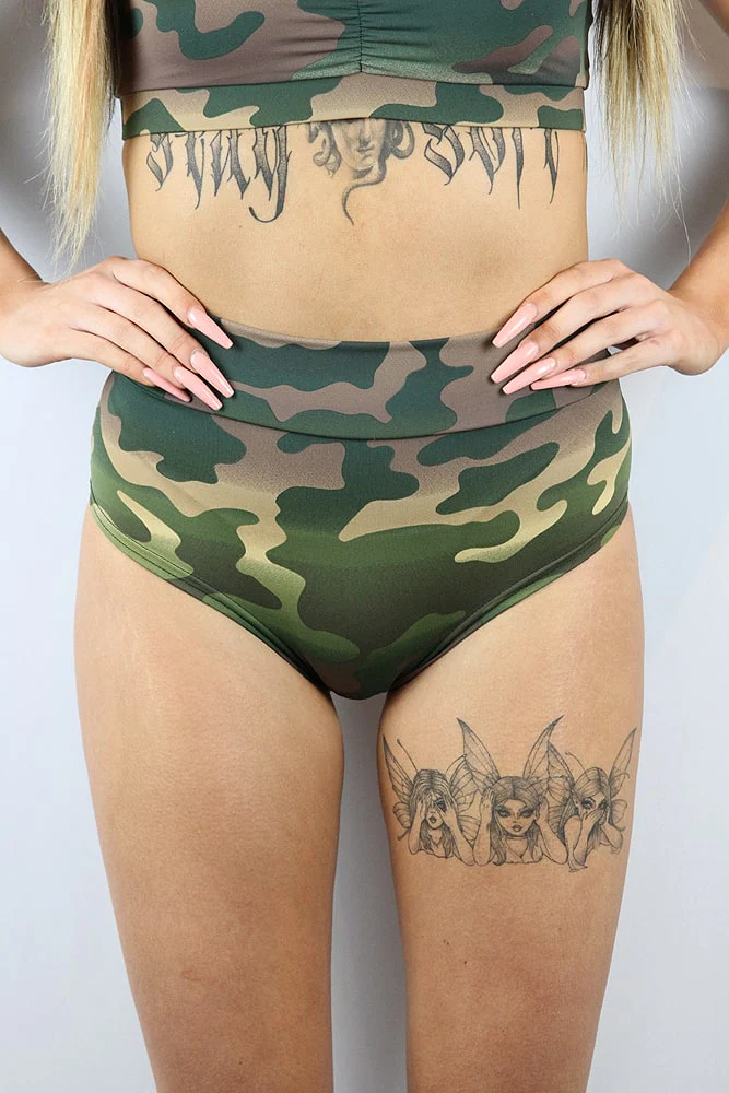 Rarr Mid Waisted Brazil Scrunchie Bum Shorts - Animal - Image 5
