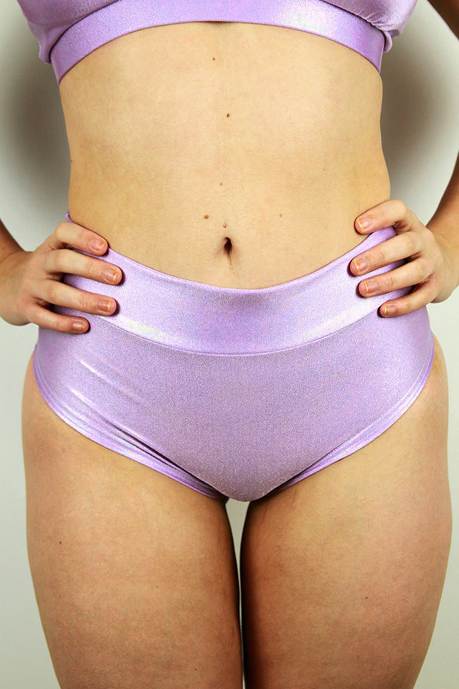 Rarr Mid Waisted Brazil Scrunchie Bum Shorts - Blue Sparkle - Image 9