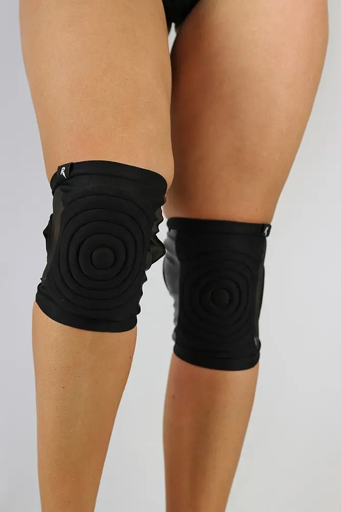 Rarr Spandex Vinyl/Mesh Dance Knee Pads - Black - Image 4