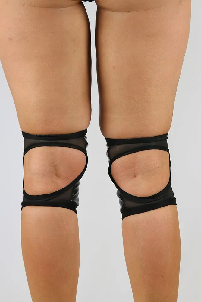Rarr Spandex Vinyl/Mesh Dance Knee Pads - Black - Image 3
