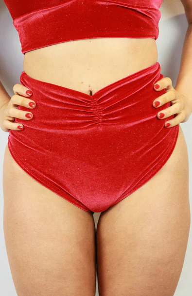 Rarr Velvet Sparkle High Waist Short - Pink Glitter - Image 8