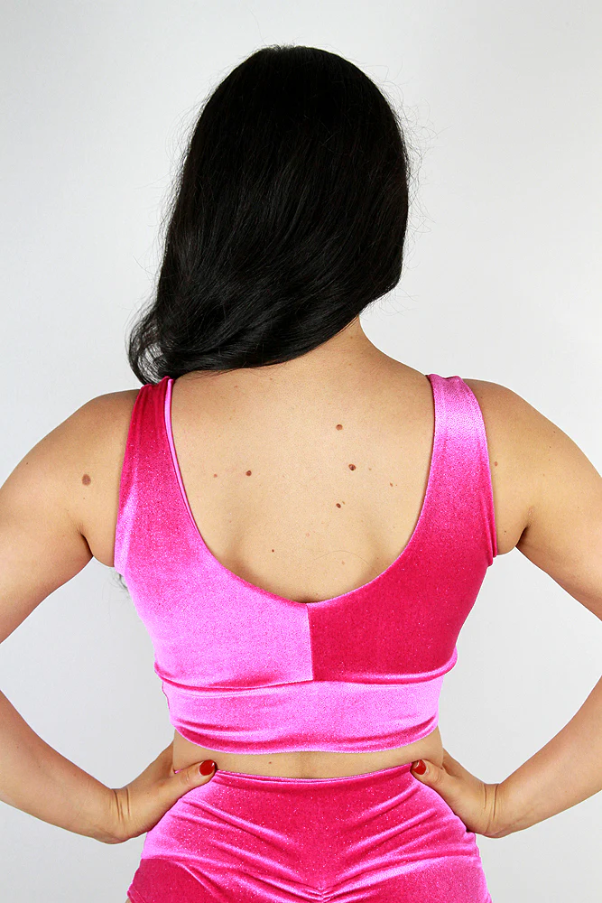 Rarr Velvet Sparkle Sweet Scoop Sports Bra - Pink - Image 3