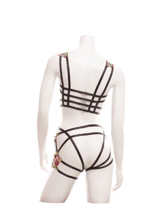 Raveware Asymmetrical Cupless Bra & Panty with Floral Appliques AB8084MU - Image 2