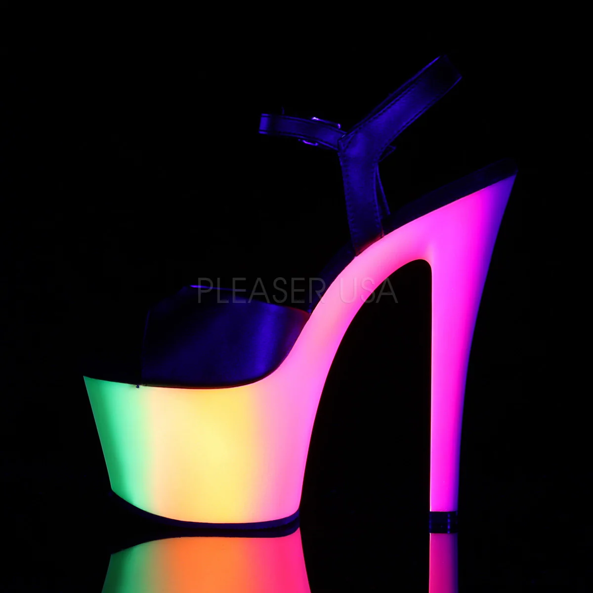 RAINBOW-309UV  Black Faux Leather/Neon Multi - Image 3