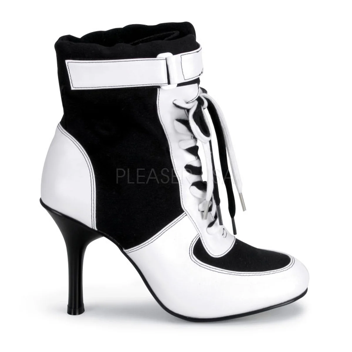 REFEREE-125 Black Canvas-White Pu