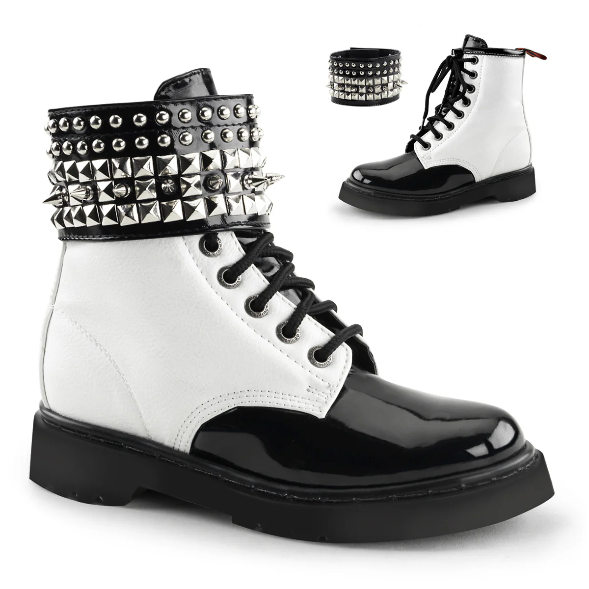 RIVAL-106 White Vegan Leather-Black Patent