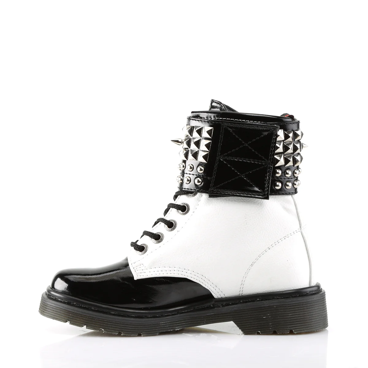 RIVAL-106 White Vegan Leather-Black Patent - Image 3
