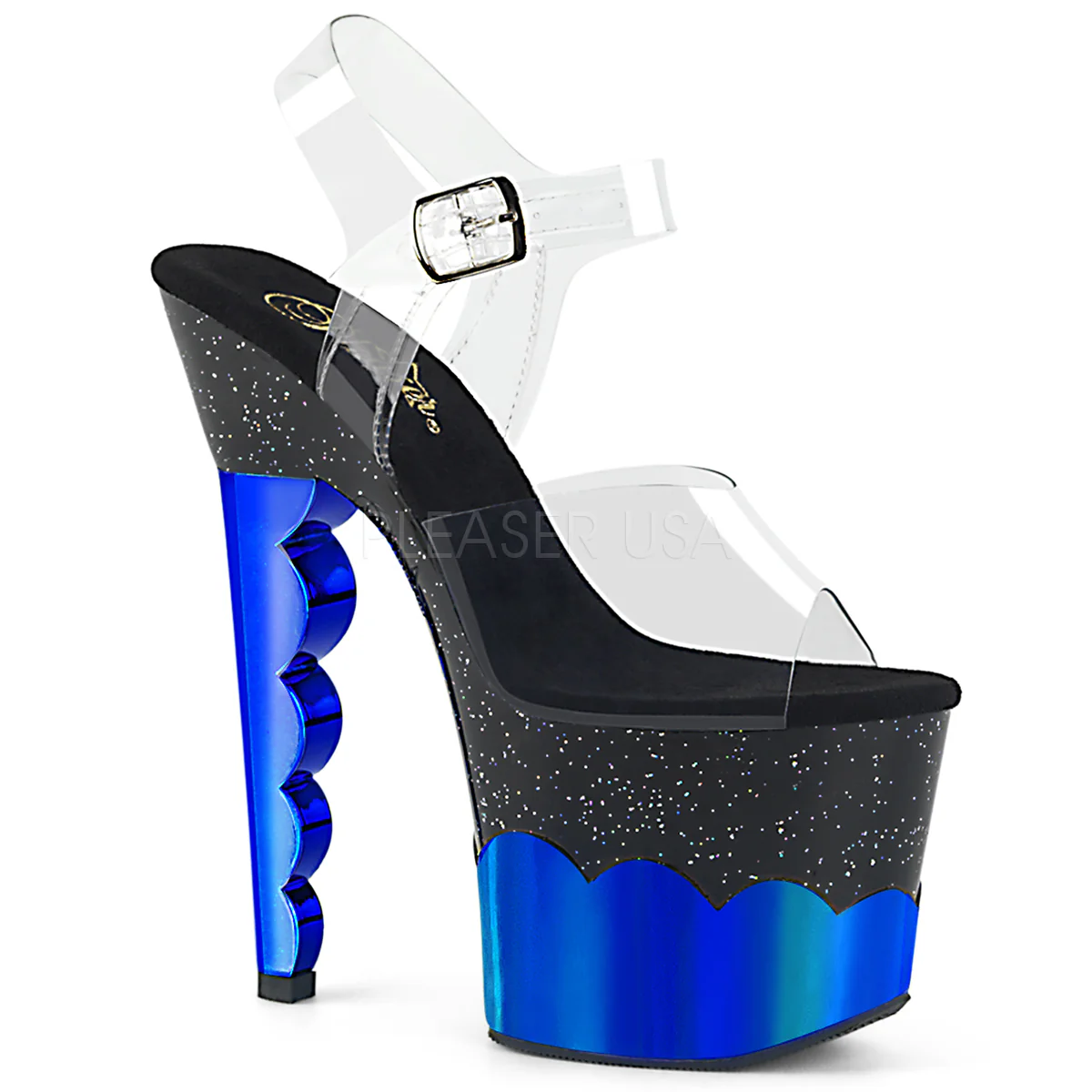 SCALLOP-708-2HGM Clear/Black-Blue Hologram