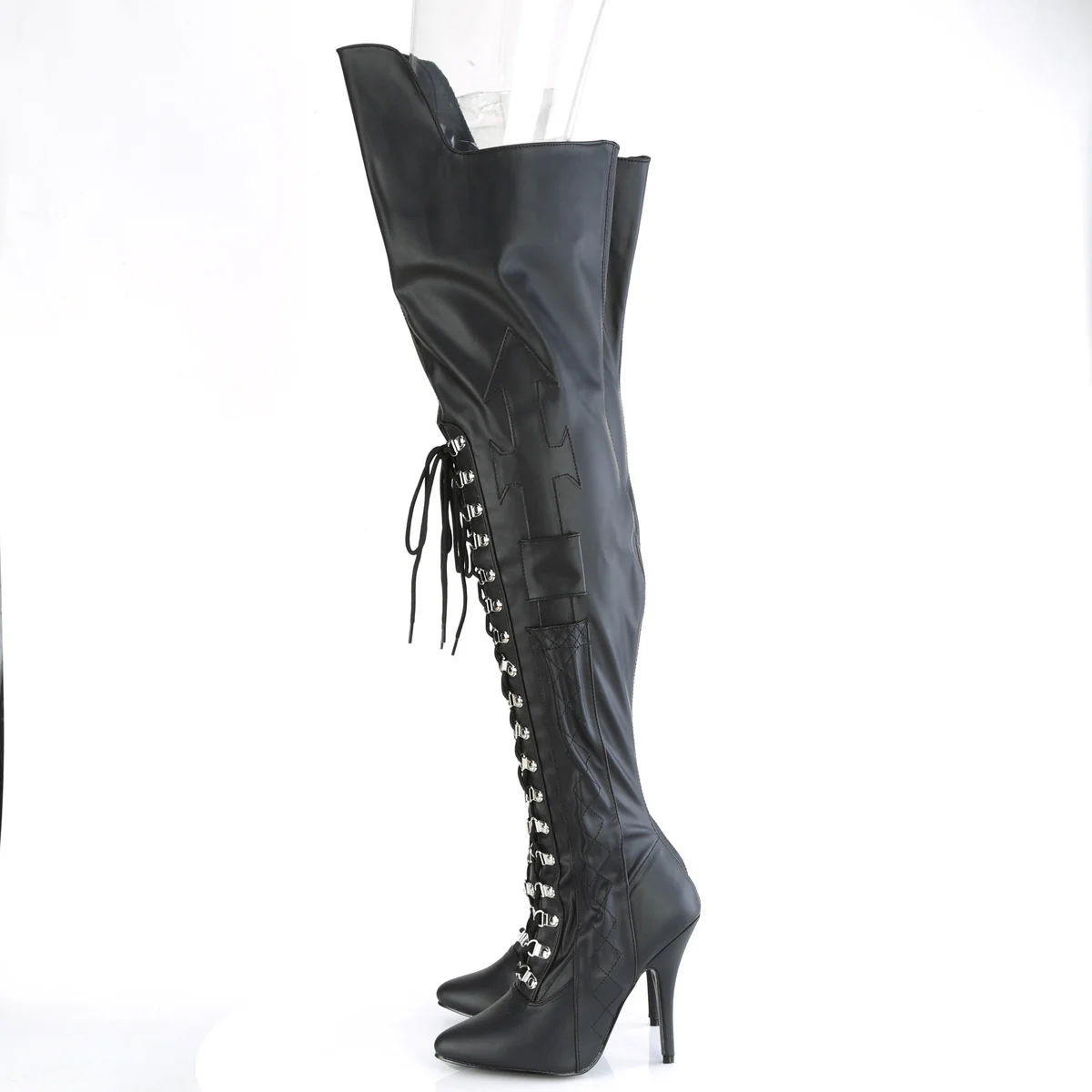 SEDUCE-3082  Black Stretch Faux Leather - Image 3