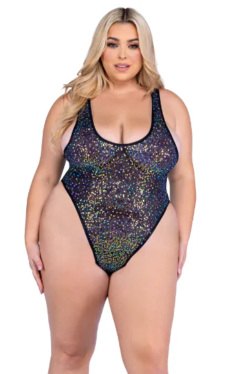 Sequin Fishnet Romper - White 6432 - Image 7