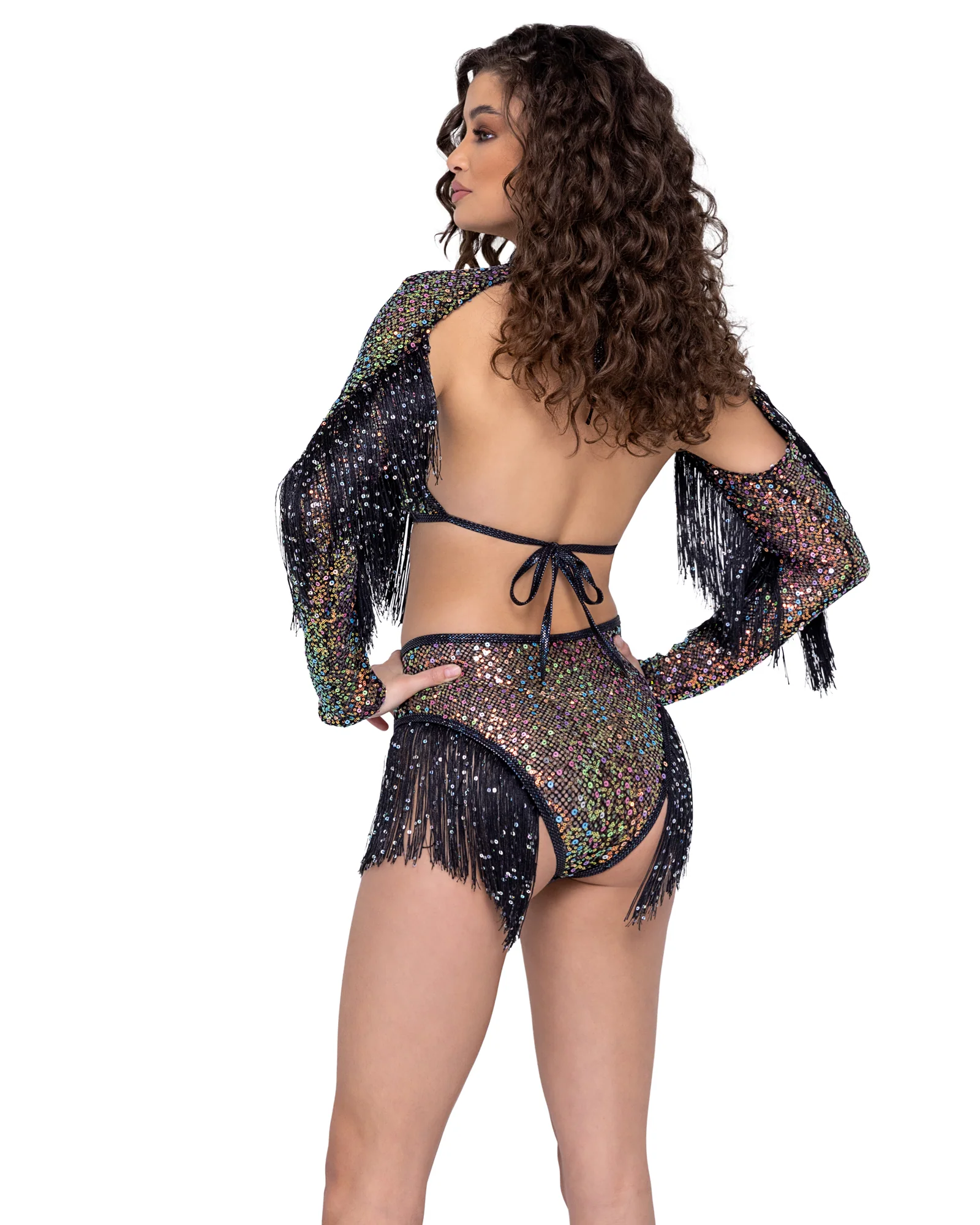 Sequin Fishnet Triangle Tie Top - 6220 - Image 2