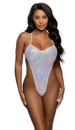 Sequin Net String-back Bodysuit - 6755 Black - Image 5