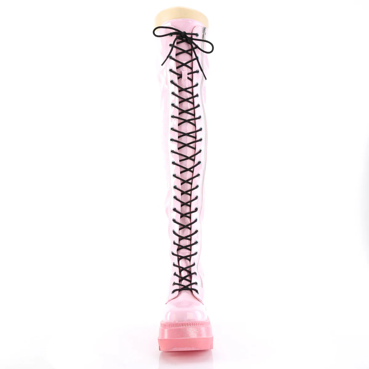 SHAKER-374-1 Baby Pink Hologram Stretch Patent - Image 2