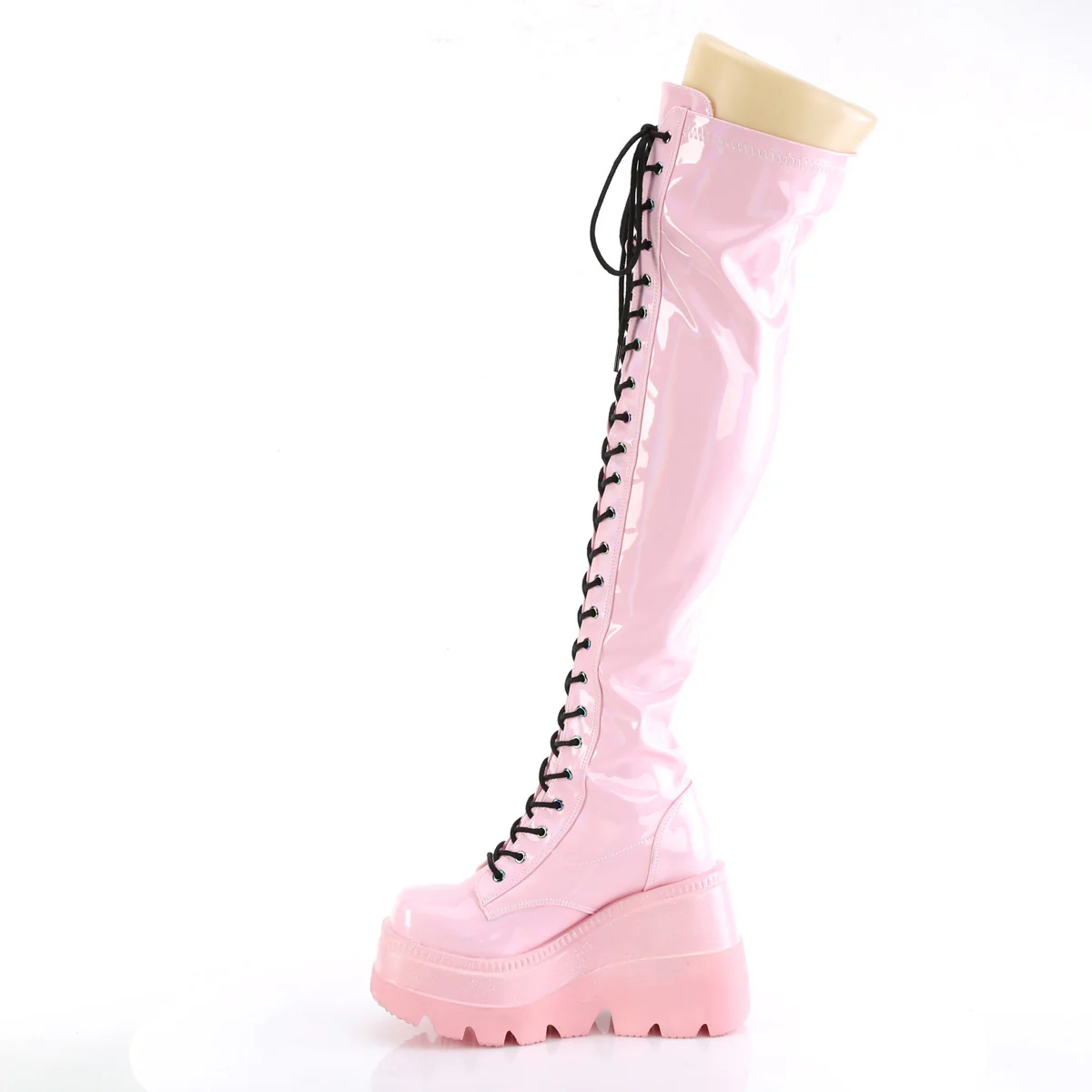 SHAKER-374  Baby Pink Hologram Stretch Patent - Image 3