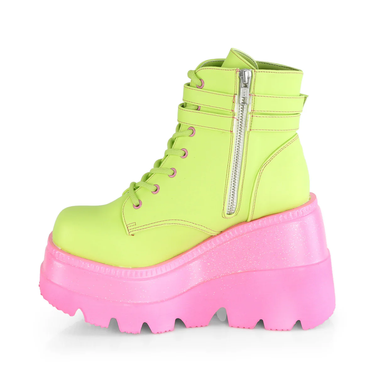 SHAKER-52 Lime Reflective Vegan Leather/Pink - Image 3