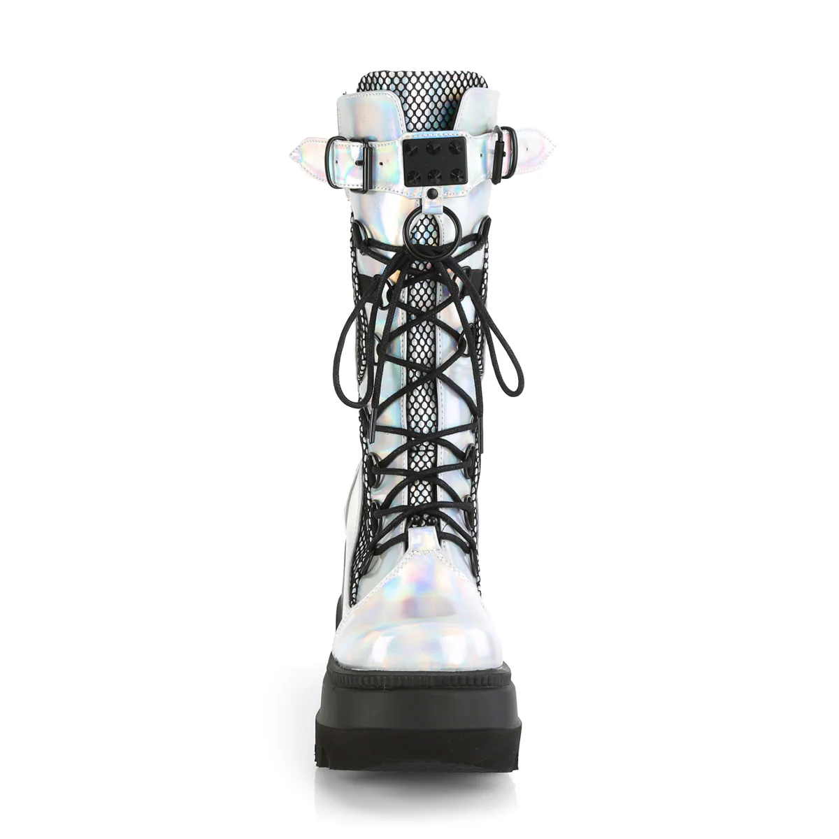 SHAKER-70  Silver Hologram Vegan Leather-Black Fishnet - Image 2
