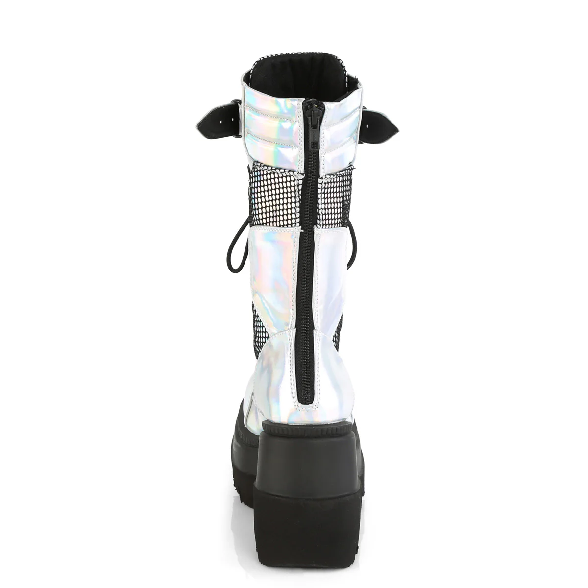 SHAKER-70  Silver Hologram Vegan Leather-Black Fishnet - Image 4