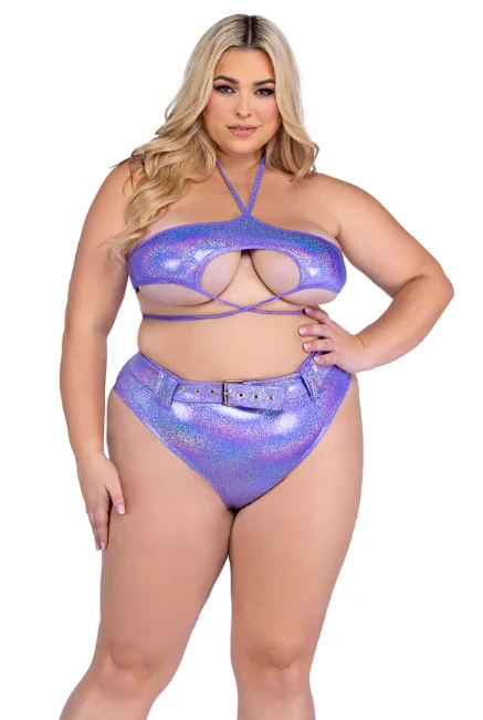 Shimmer Top with Underboob Cutout - Black 6439 - Image 8