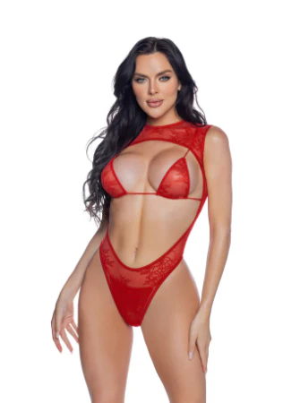 Showgirl Keyhole Romper - LI848 Red