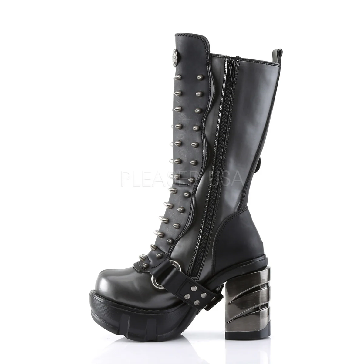 SINISTER-202  Dark Gray-Black Vegan Leather - Image 3