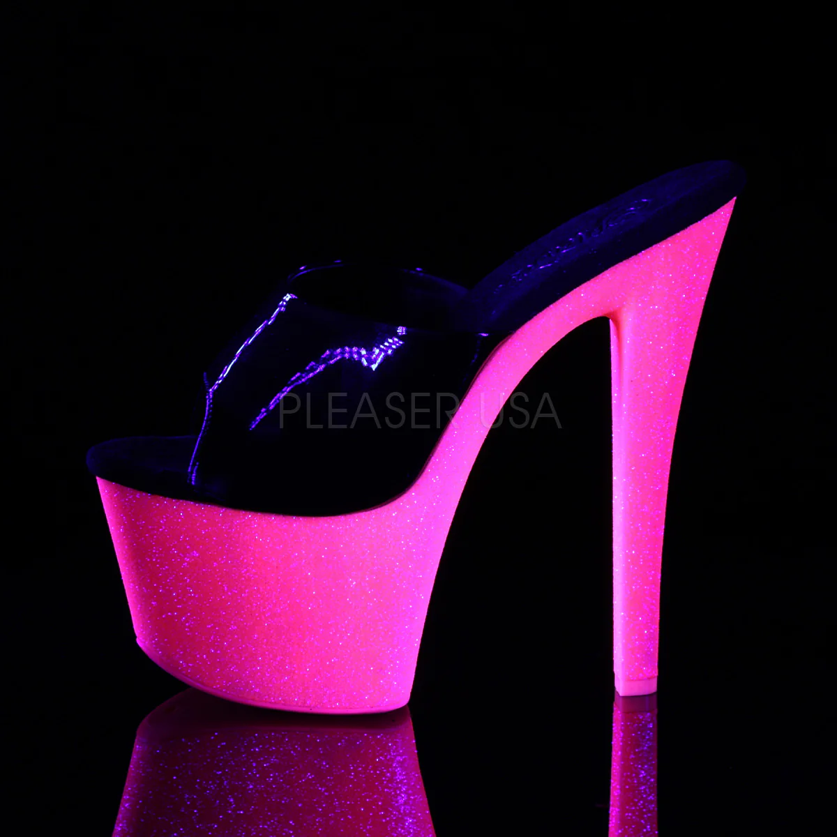 SKY-301UVG  Black Patent/Neon Hot Pink Glitter - Image 3