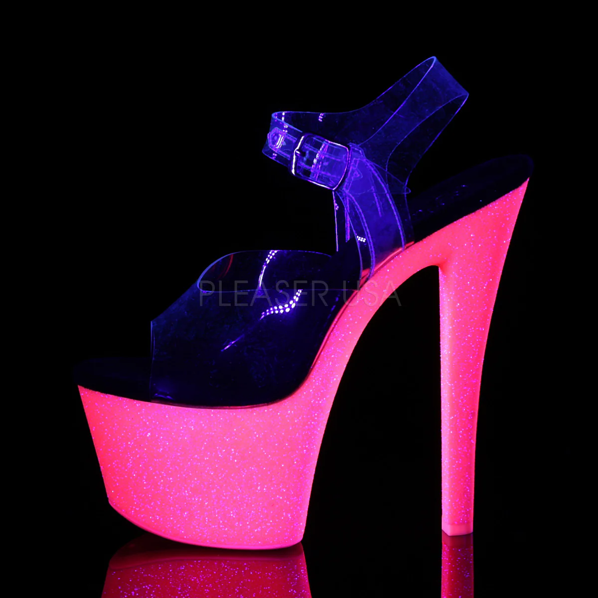 SKY-308UVG Clear/Neon Hot Pink Glitter - Image 3
