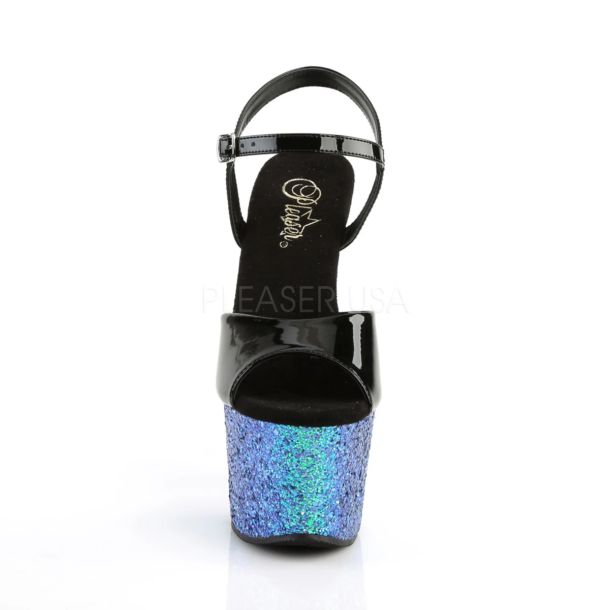 SKY-309LG  Black Patent/Blue Multi Glitter - Image 2