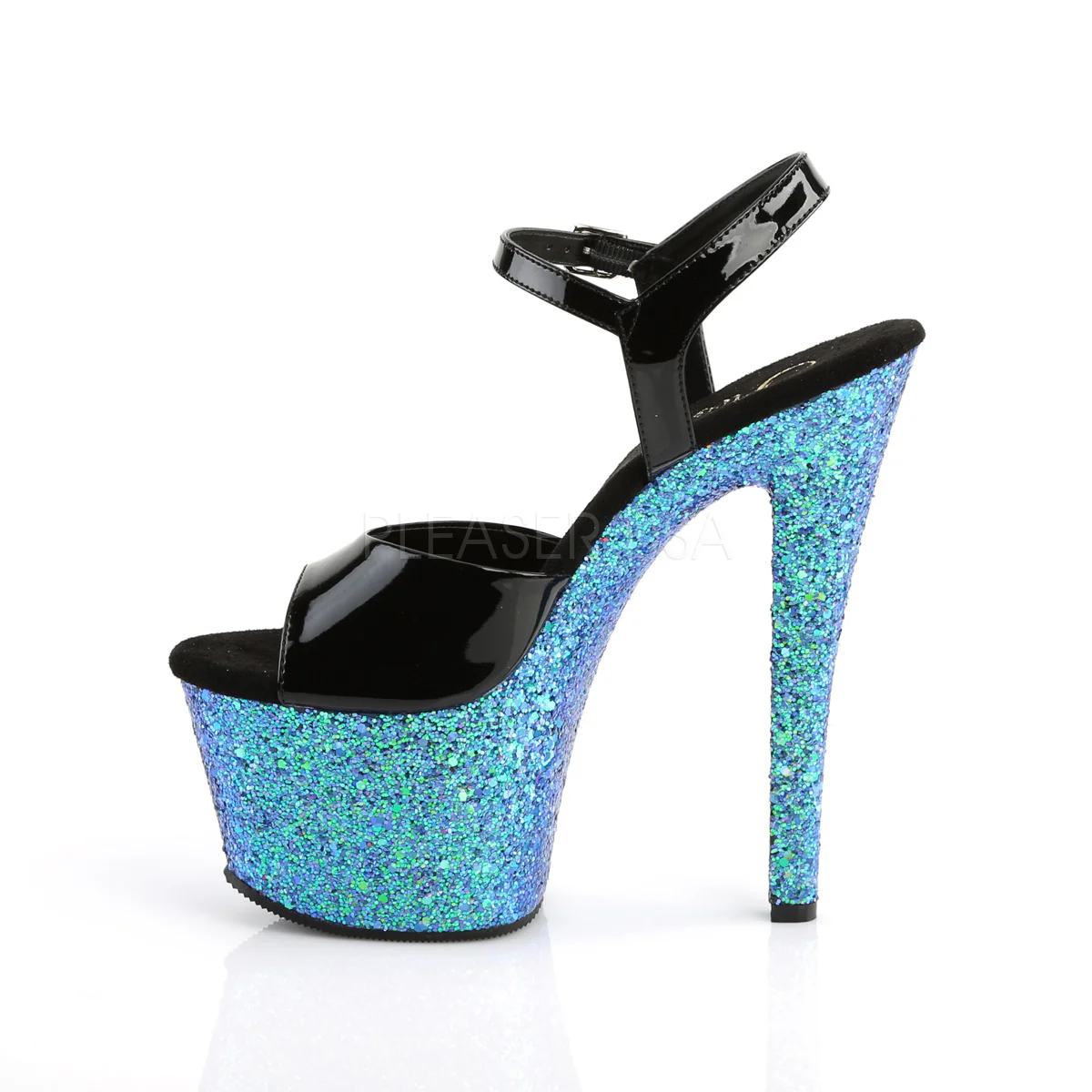 SKY-309LG  Black Patent/Blue Multi Glitter - Image 3