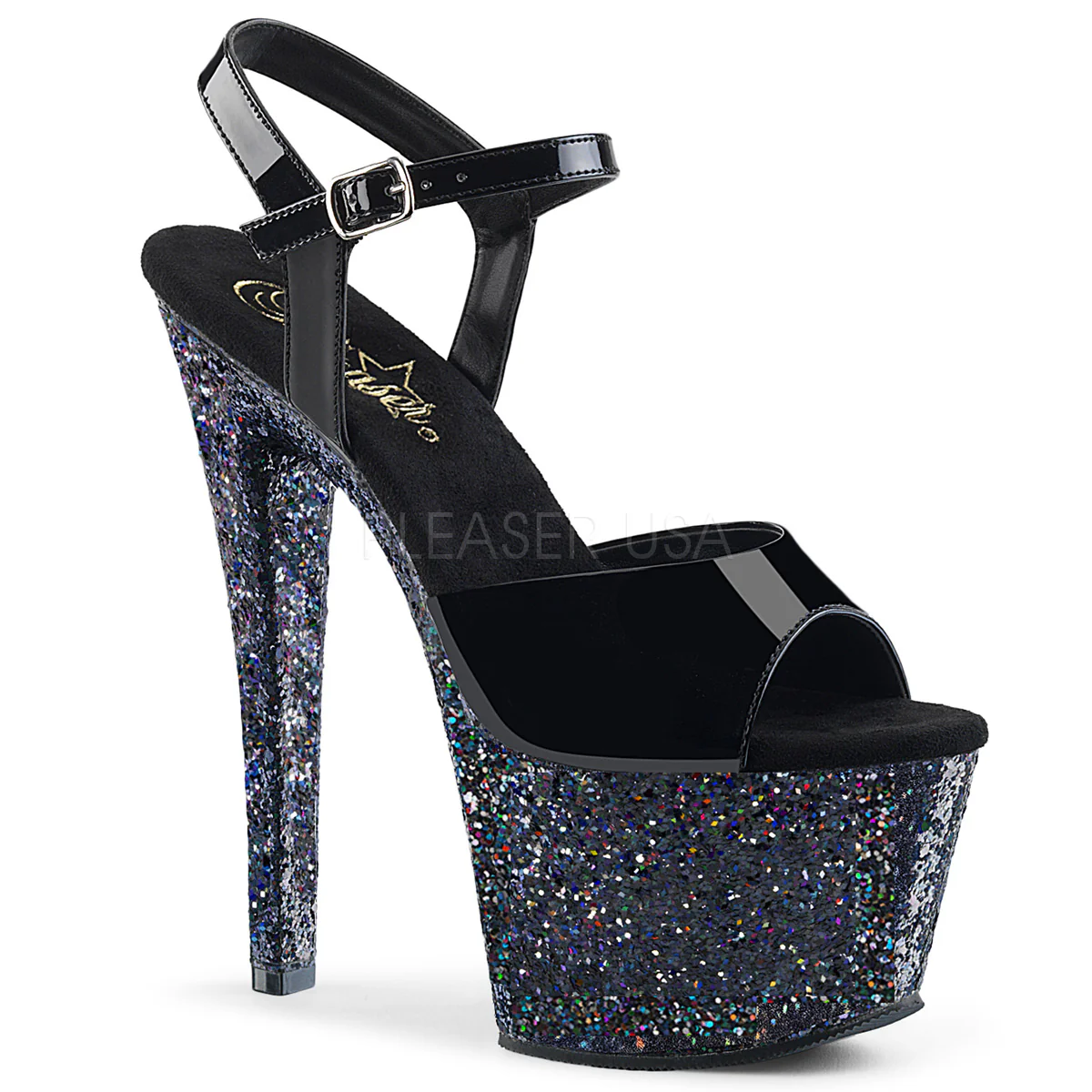 SKY-309LG Black Patent/Black Multi Glitter