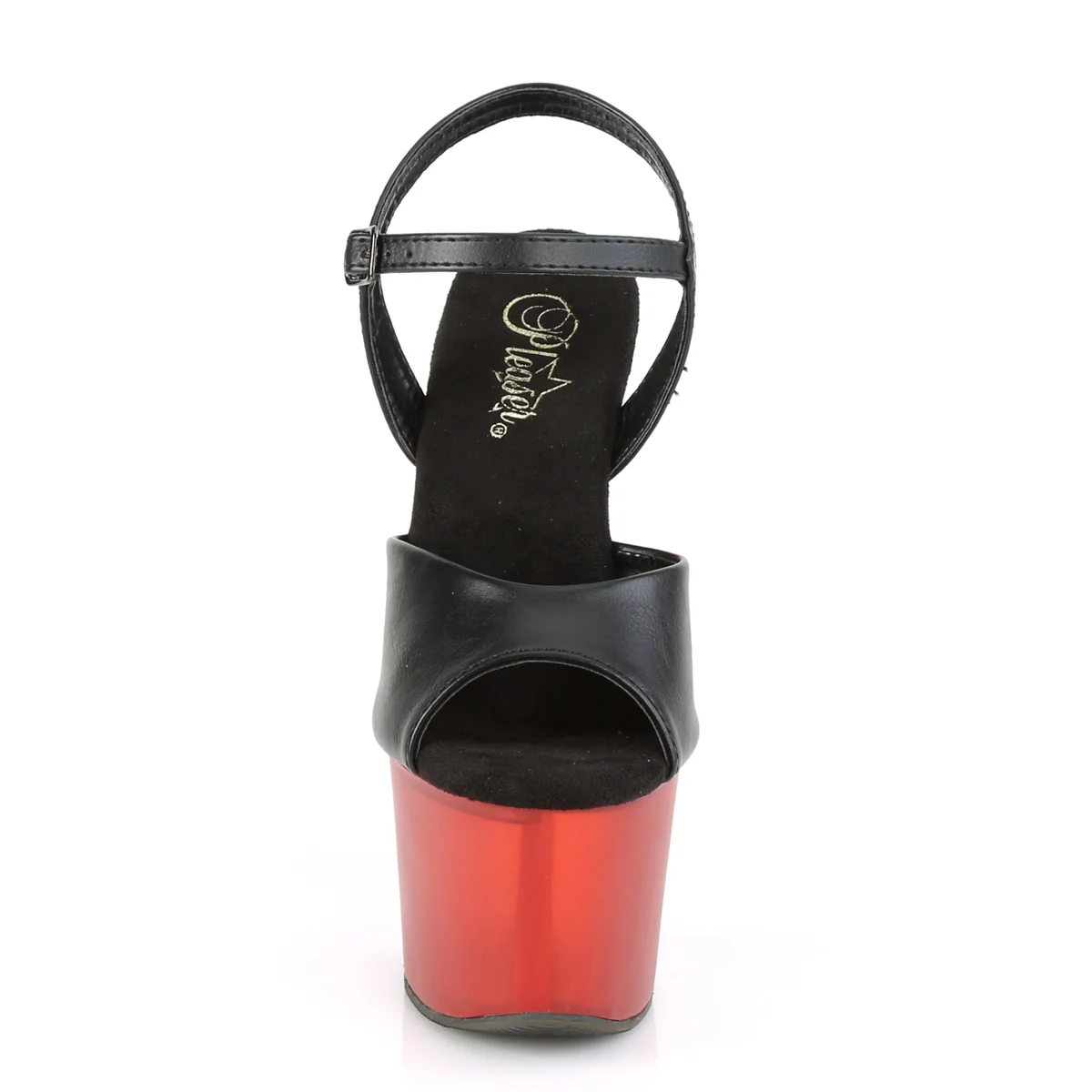 SKY-309T  Black Faux Leather/Frosted Red - Image 2