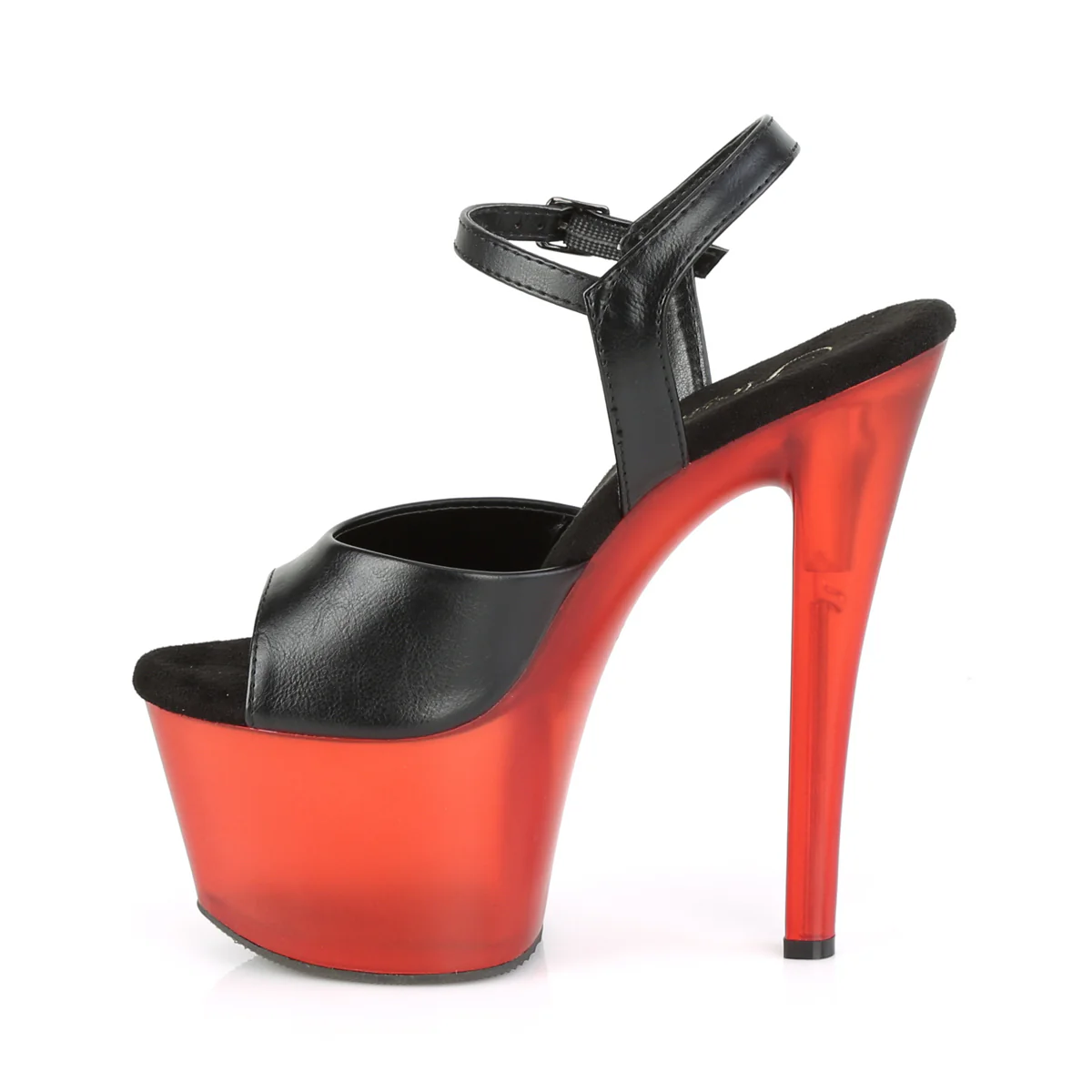 SKY-309T  Black Faux Leather/Frosted Red - Image 3