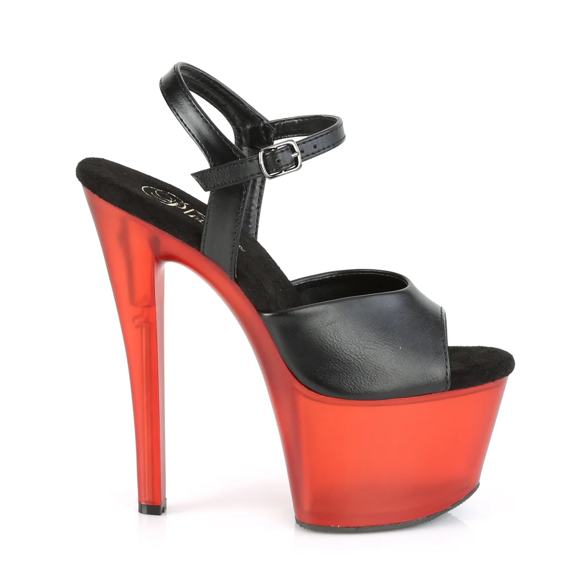 SKY-309T  Black Faux Leather/Frosted Red - Image 5