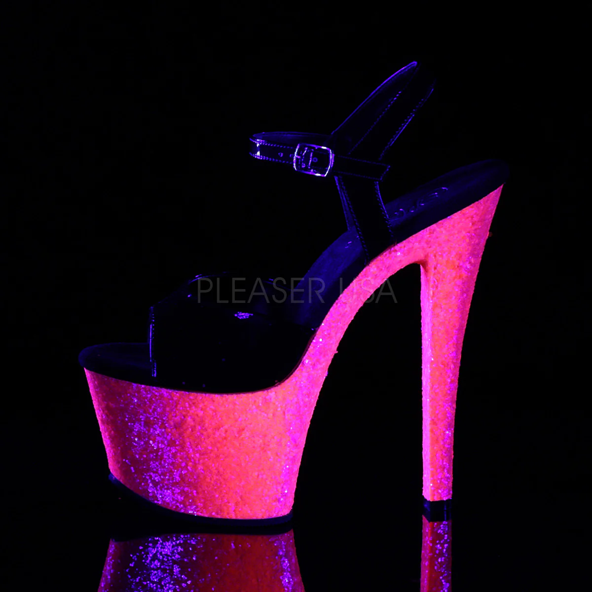 SKY-309UVLG Black Patent/Neon Hot Pink Glitter - Image 3