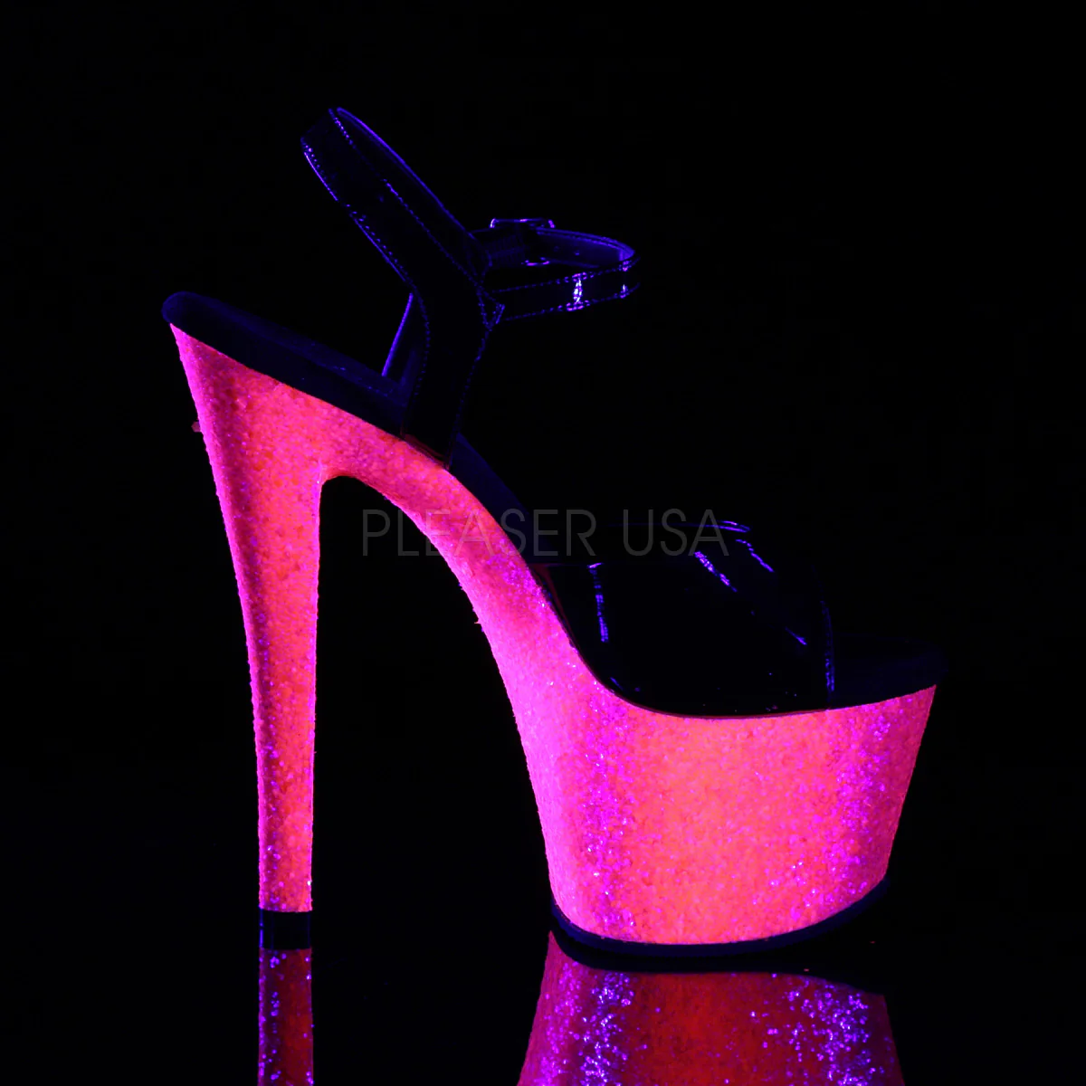 SKY-309UVLG Black Patent/Neon Hot Pink Glitter - Image 5