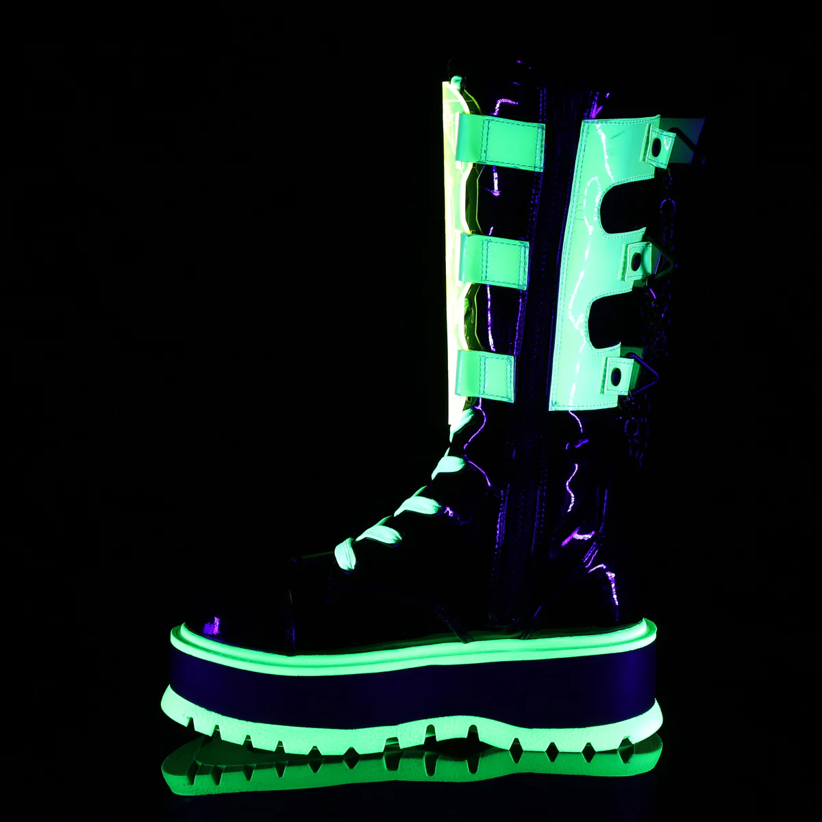 SLACKER-156 Black Patent-UV Neon Green - Image 3