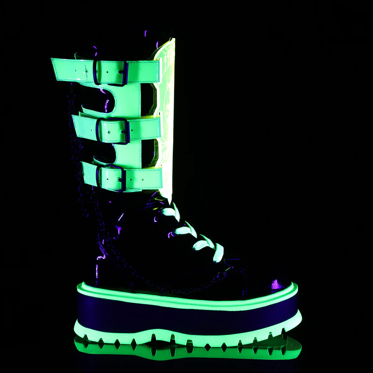 SLACKER-156 Black Patent-UV Neon Green - Image 5