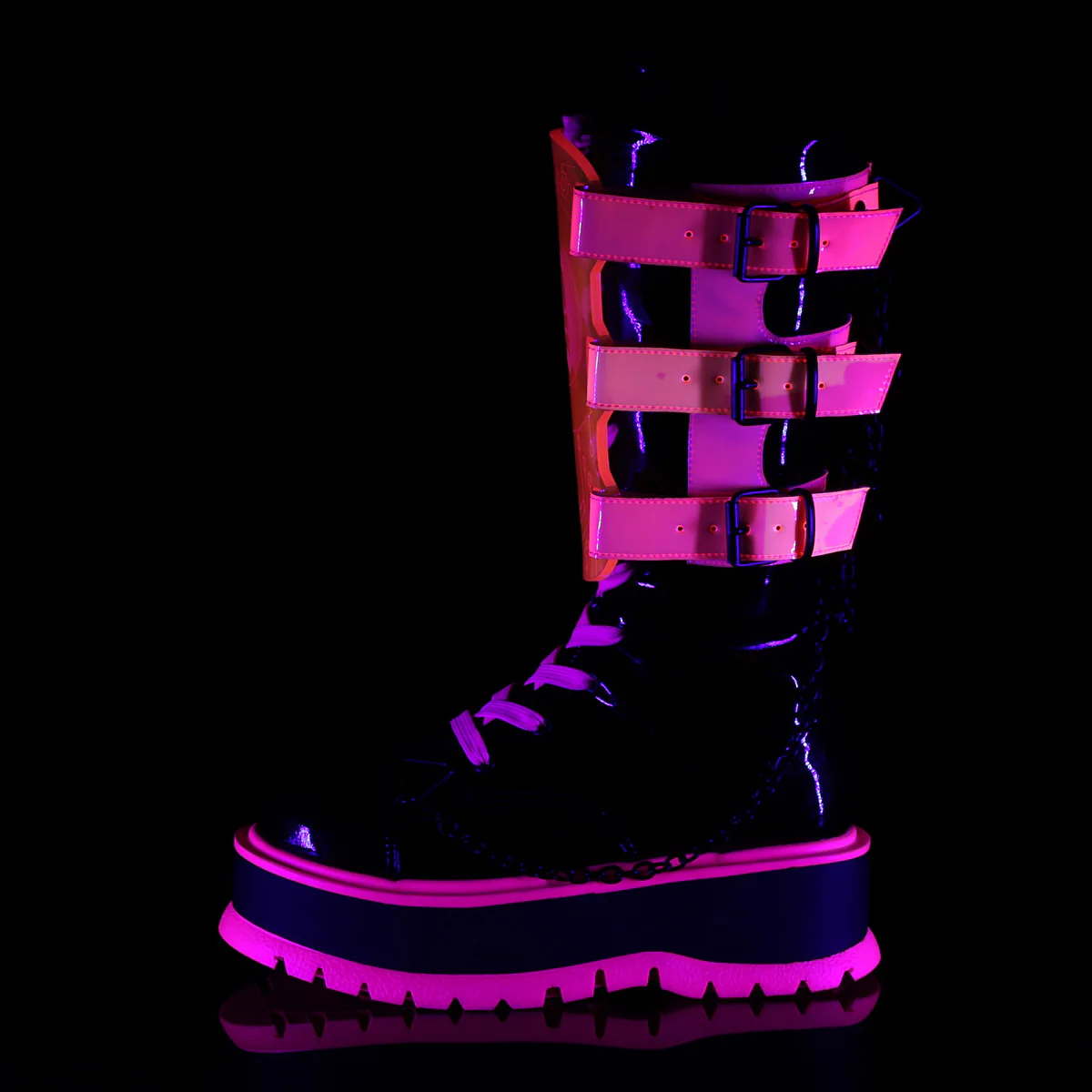 SLACKER-156  Black Patent-UV Neon Pink - Image 3