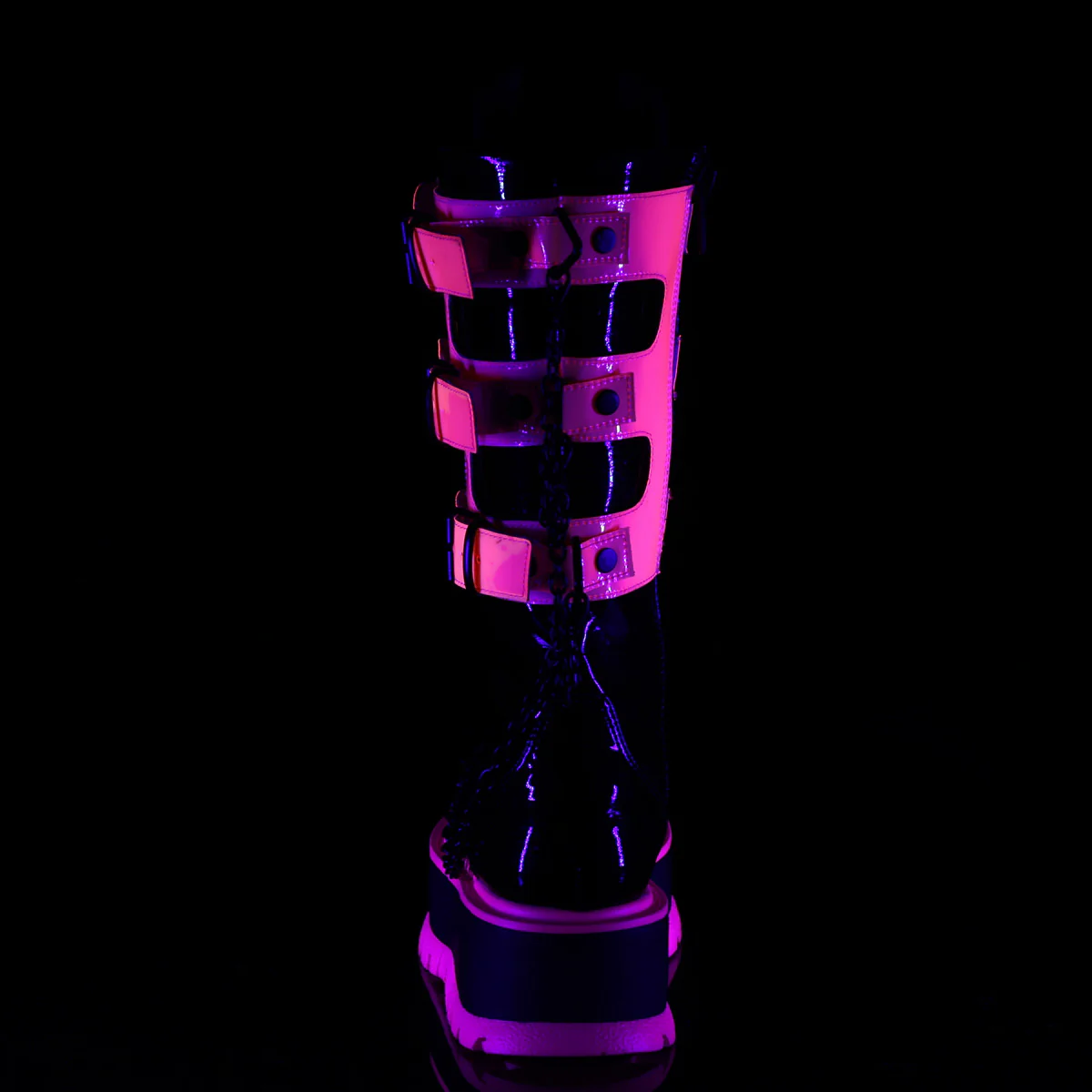 SLACKER-156  Black Patent-UV Neon Pink - Image 4
