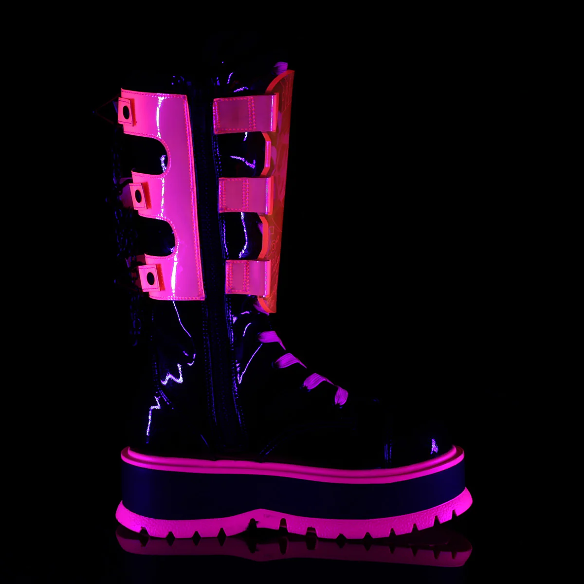 SLACKER-156  Black Patent-UV Neon Pink - Image 5