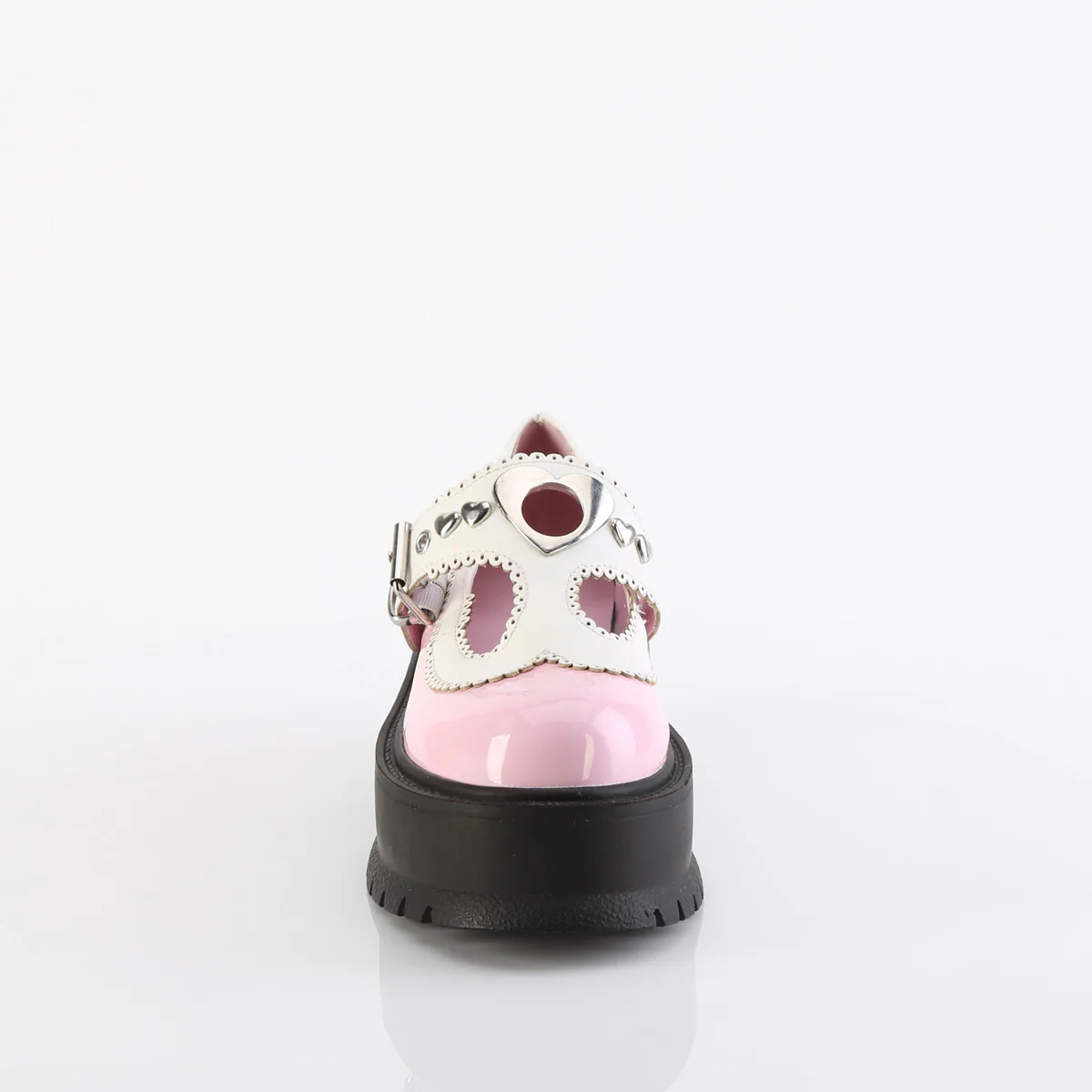 SLACKER-23 Baby Pink Holo Patent-White Vegan Leather - Image 2