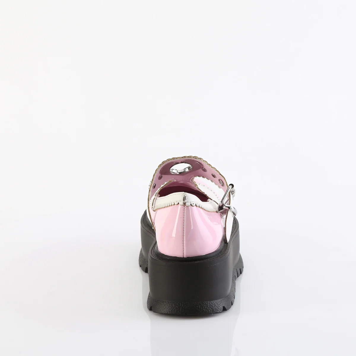 SLACKER-23 Baby Pink Holo Patent-White Vegan Leather - Image 4