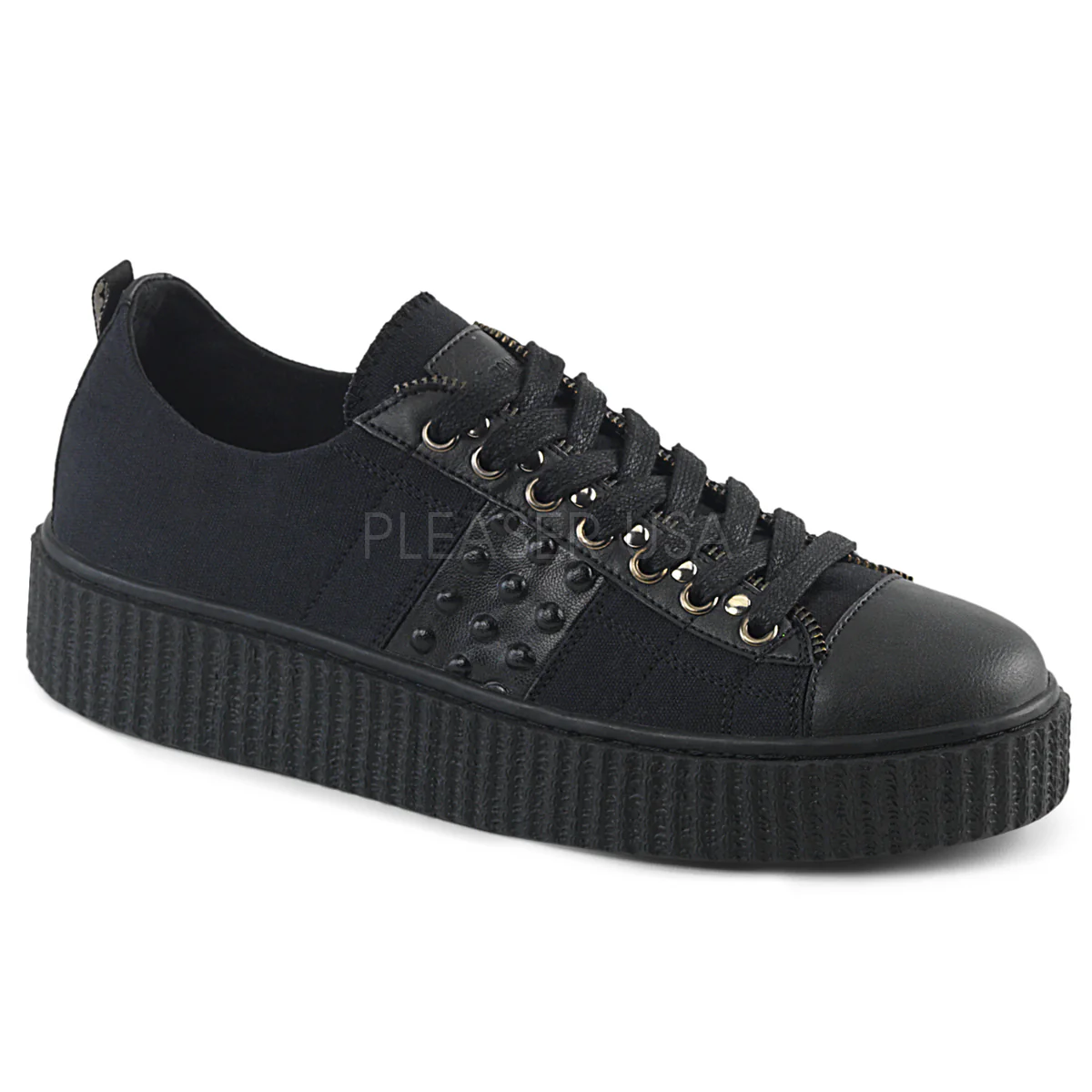 SNEEKER-107 Black Canvas-Black Pu
