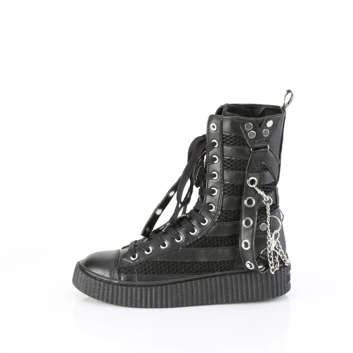 SNEEKER-325  Black Vegan Leather-Fishnet - Image 3