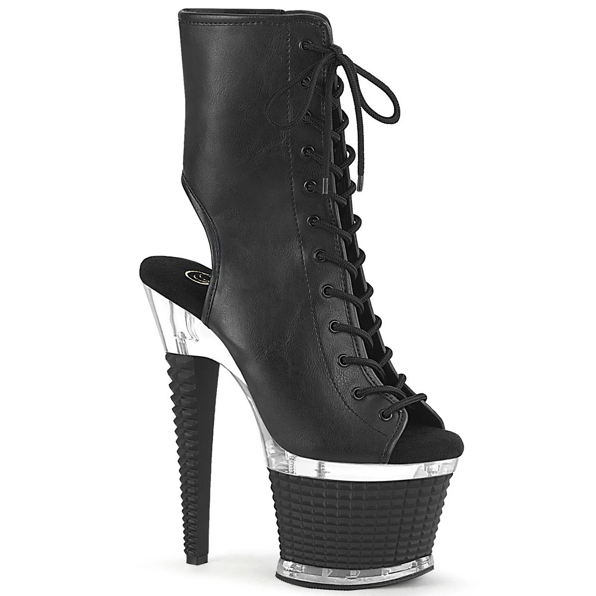 SPECTATOR-1016 Black Faux Leather/Clear-Black Matte