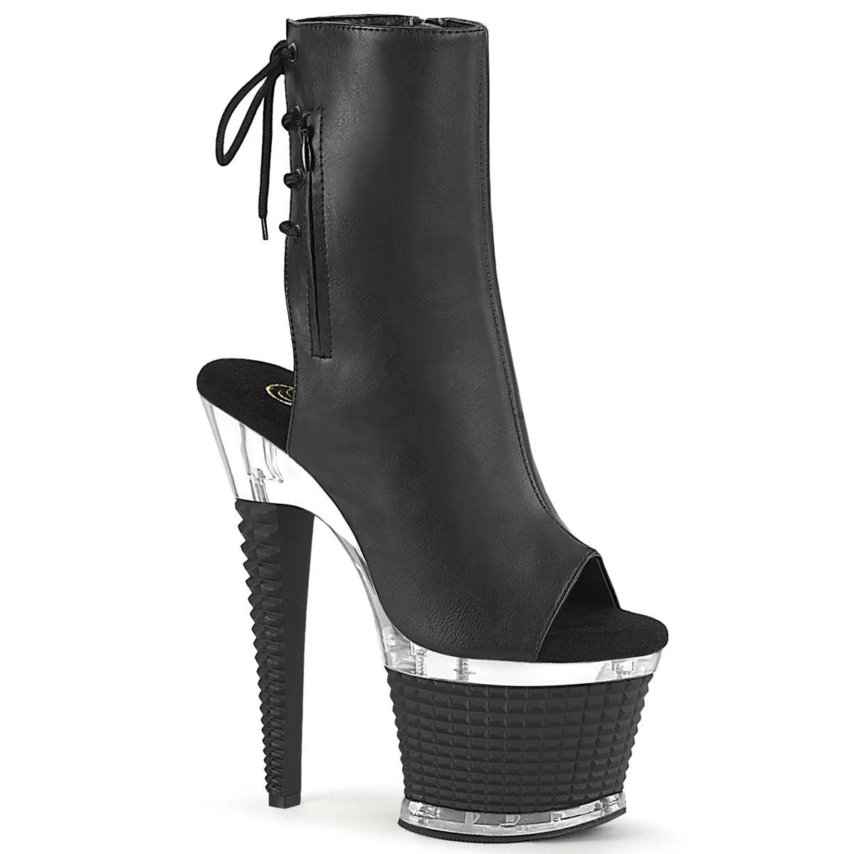 SPECTATOR-1018 Black Faux Leather/Clear-Black Matte