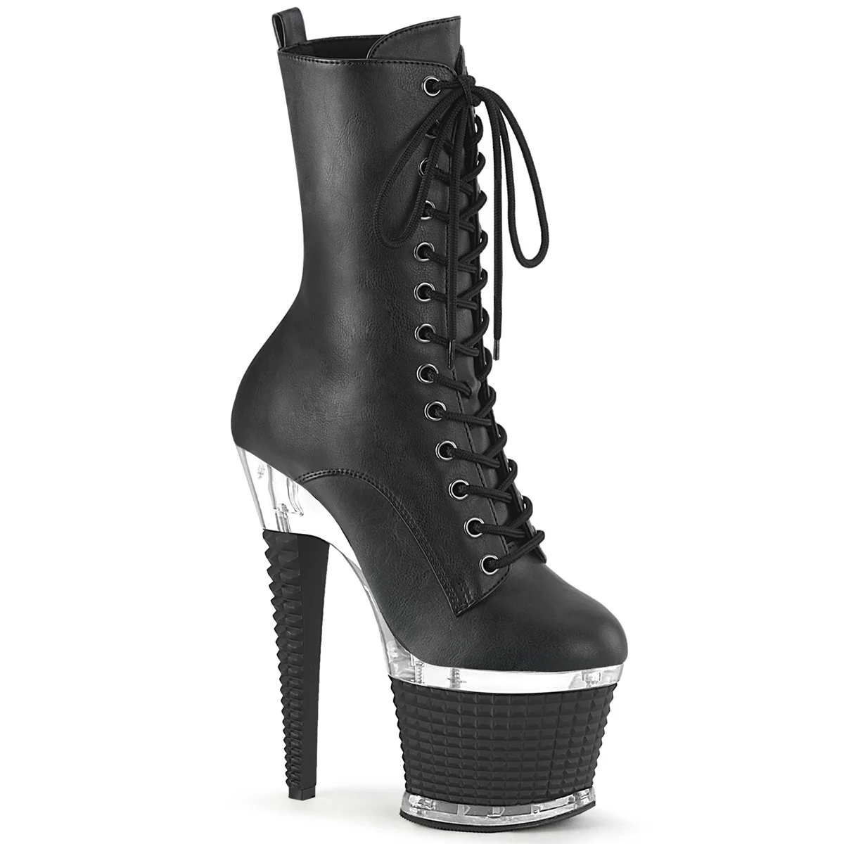 SPECTATOR-1040 Black Faux Leather/Clear-Black Matte