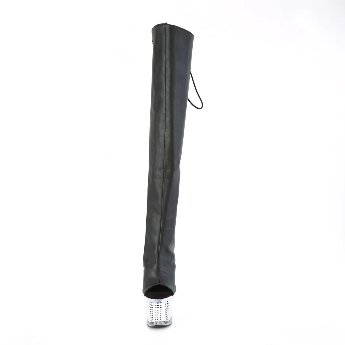 SPECTATOR-3019 Black Faxur Leather/Clear-Silver Chrome - Image 2