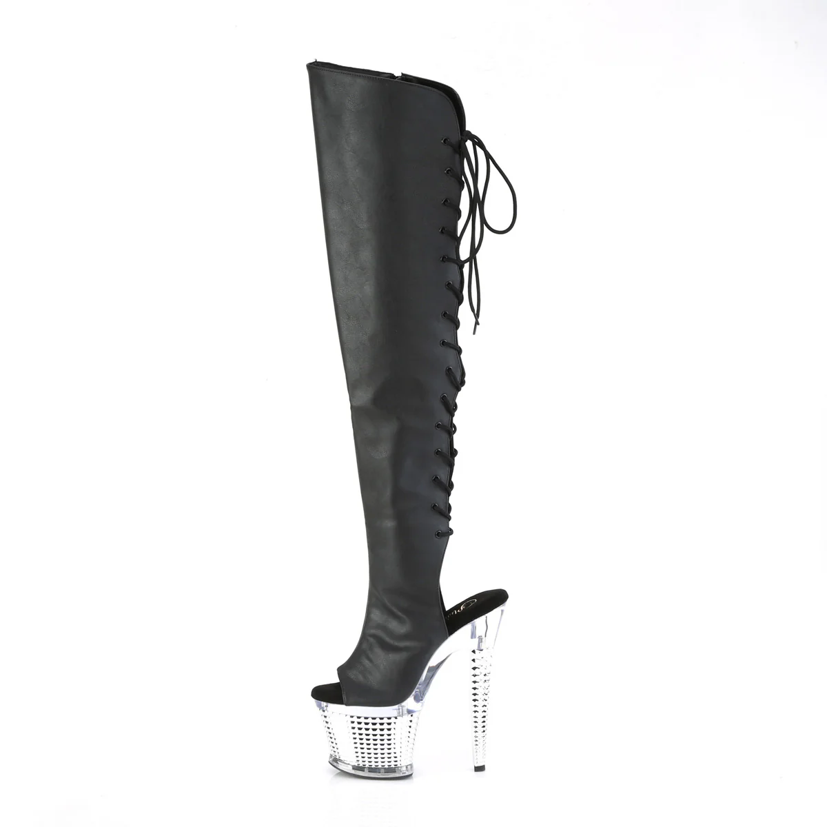 SPECTATOR-3019 Black Faxur Leather/Clear-Silver Chrome - Image 3