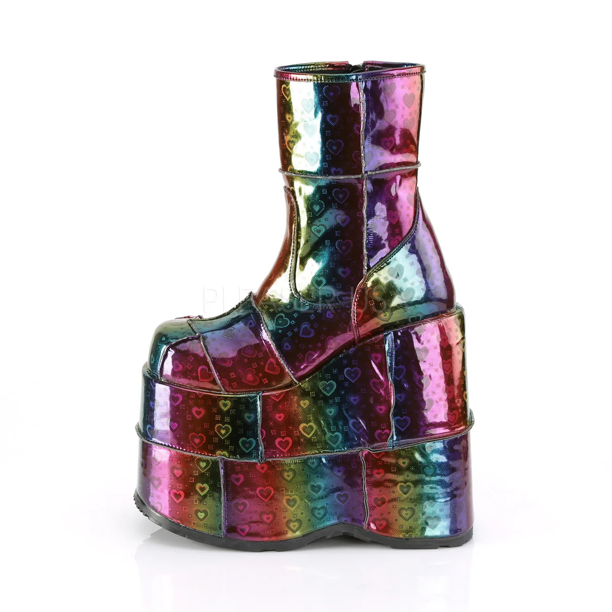 STACK-201  Rainbow Hologram Vegan Leather w/ Hearts - Image 3