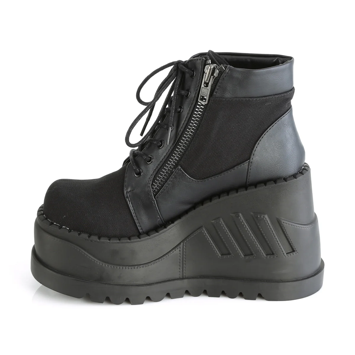 STOMP-10-1  Black Canvas-Vegan Leather - Image 3
